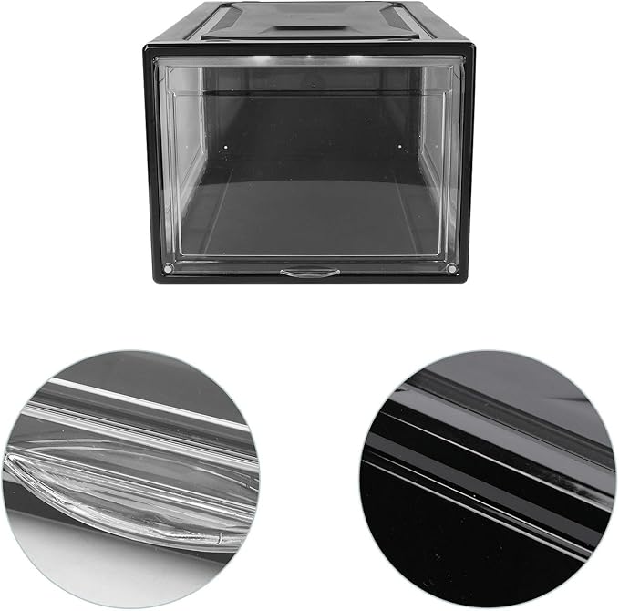 Large Stackable Shoe Storage Box with Lid Black Shoe Organizer Cabinet for Men and Women Practical Drawer-type Storage Container for Home Closet