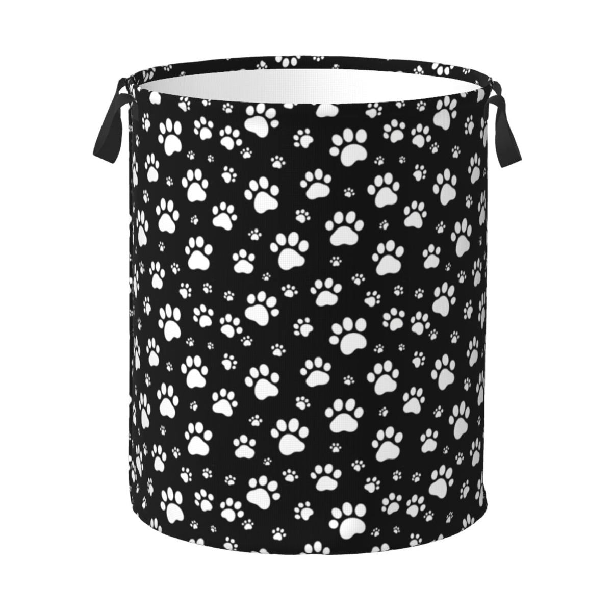 Dog Paws Black Laundry Hamper Bag With Waterproof Liner - Image 1