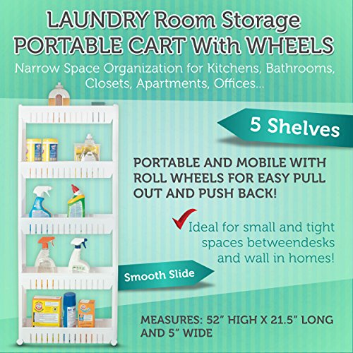 Bathroom and Kitchen Slim Storage Cart - Slide Out Shelf Storage - Image 5