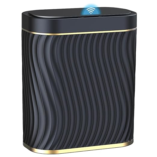 Bathroom Small Trash Can with Automatic Touchless Lid, 2.6 Gallon Smart Garbage Can Narrow Waterproof Trash Bin for Bedroom, Office, Living Room