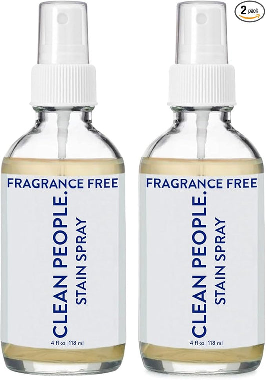 The Clean People Stain Remover Spray - Simple, Clean Ingredients - Laundry Spot Treatment for Food, Pet & Baby Stains - Boosted with Enzymes - Fabric Safe - 4oz (2 Pack)
