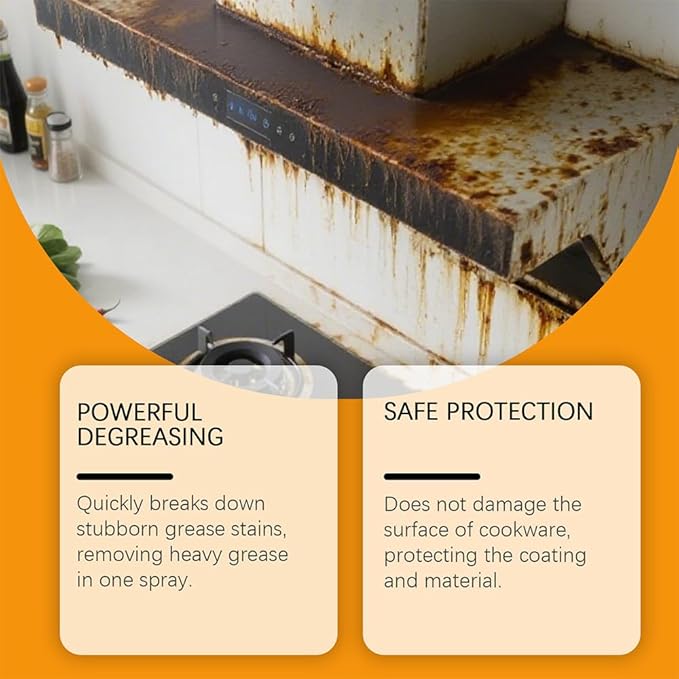 Heavy-Duty Kitchen Degreaser Foam Cleaner, 2026 New Multifunctional Powerful Oven Cleaner, Heavy Clean Up Kitchen Oil Stains Spray for Stove Counter Tops Range Hoods (2, Heavy)