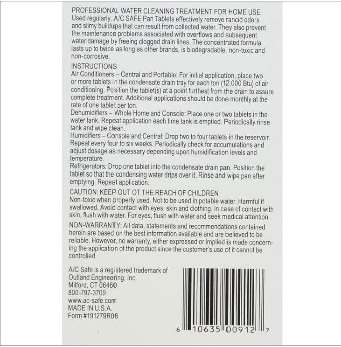 AC-Safe Air Conditioner Pan Cleaner Tablets 6 ct Bundle with Microfiber Auto Cleaning Cloth – Non-Toxic AC Drain Pan & Condensate Line Cleaner - Eliminates Odors for AC and Humidifiers - (3 items)
