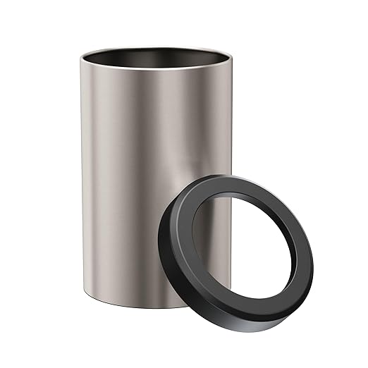 Gatco Small Bathroom Trash Can with Lid, Round 3 Gallon Stainless Steel Wastebasket, Under Sink, Satin Nickel and Matte Black, for Bathroom, Bedroom, Office (1911MX)