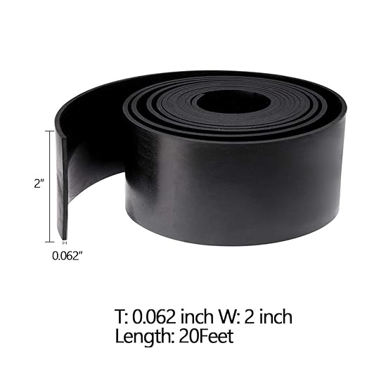 TORRAMI Solid Neoprene Rubber Strips Roll 1/16 (.062) inch Thick X 2 inch Wide X 20 Feet, for DIY Weather Stripping, Gasket, Seal