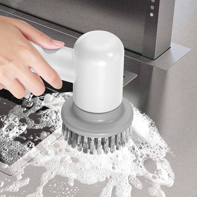 SEIWEI Electric Spin Scrubber Electric Cleaning Brush Cordless Power Scrubber with 3 Replaceable Brush Heads Handheld Power Shower Scrubber for Bathtub, Floor, Wall, Tile, Toilet, Window, Sink - Grey