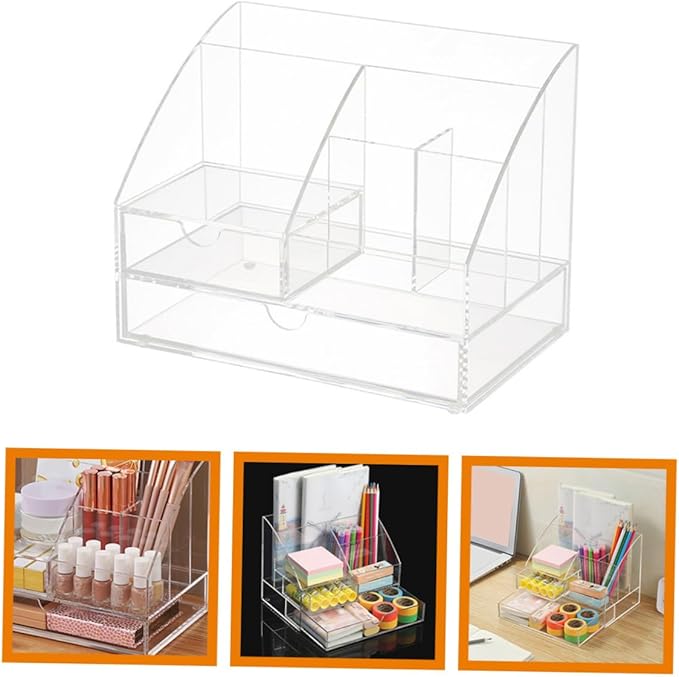 ABOOFAN Acrylic Storage Box Desk Organizer Makeup Organizer Stationery Storage Desktop Supplies Pen Holder