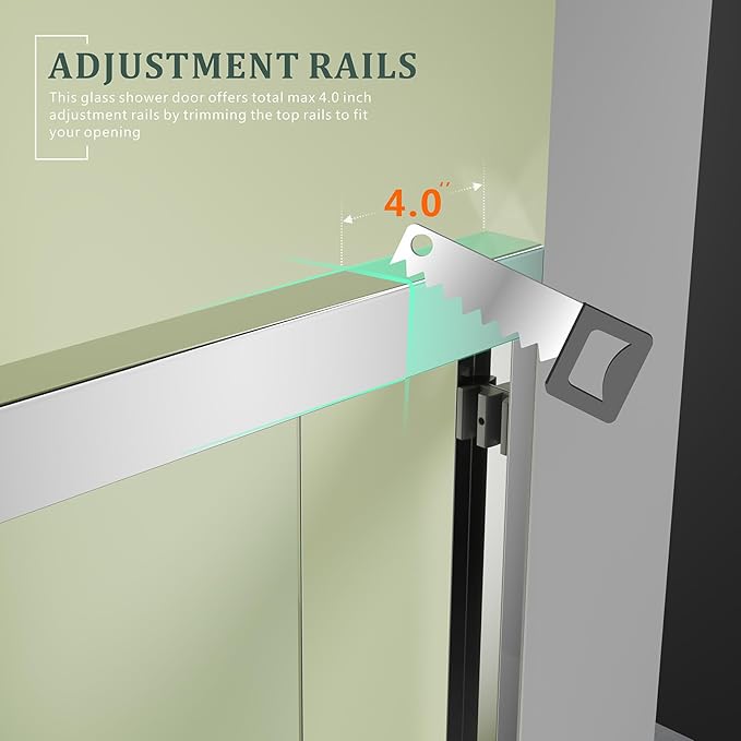 Chrome Shower Glass Door,56-60 x 72 inch Bathroom Sliding Door with 1/4'' Clear Tempered Glass,Double Sliding Shower Doors for Walk-in Shower,Semi-Frameless Shower Door
