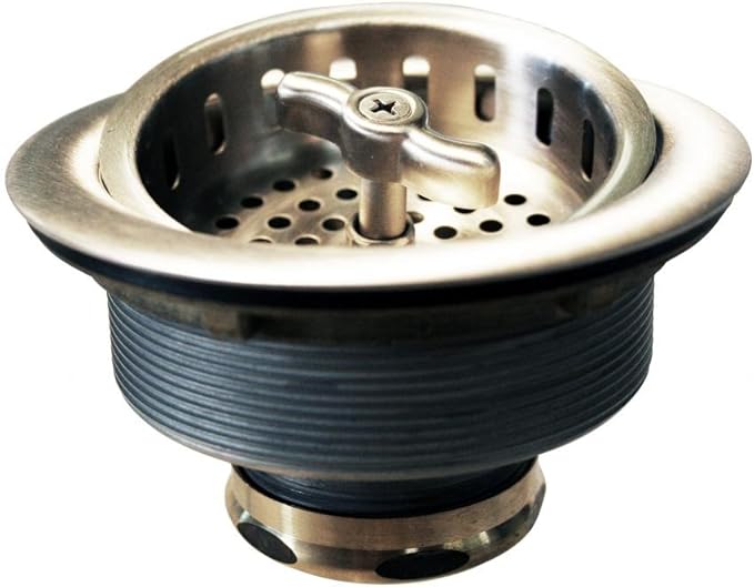 Westbrass D213-07 3-1/2" Wing Nut Twist Style Large Kitchen Sink Basket Strainer, Satin Nickel