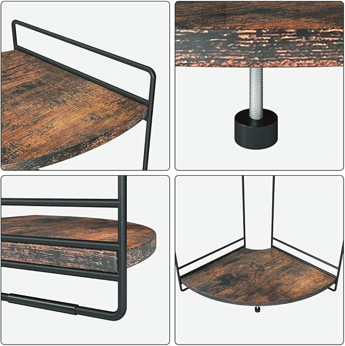 2 Tier Corner Shelf, Bathroom Organizer Countertop, Wooden Bathroom Trays for Counter Vanity Organizer, Makeup Cosmetic Storage Shelf, Kitchen Spice Rack, Rustic Brown