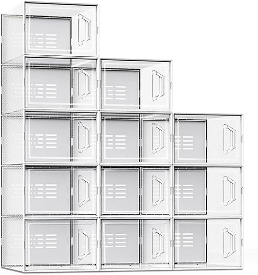 SEE SPRING X-Large Shoe Storage Box Fit Size 11, Clear Plastic Stackable Shoe Organizer for Closet, Space Saving Sneaker Shoe Rack Containers Bins Holders for Entryway, 12 Pack Clear