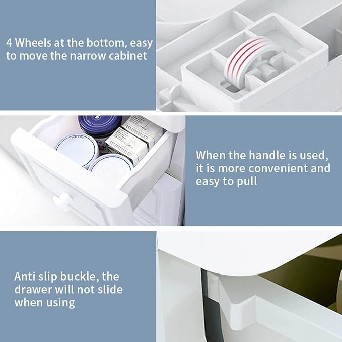Conworld Super Light Weight Slim Plastic Bathroom Storage, Self-Assembling Organizer 5 Tier Cart with 4 Wheels (Product Comes with Installation Instructions and Video)