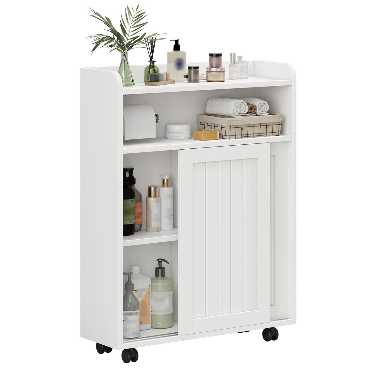 Slim Bathroom Storage Cabinet, Slim Floor Cabinet - Image 1
