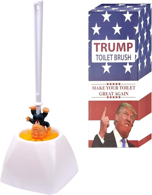 Liphontcta Liphontcta Donald Trump Toilet Brush Bowl with Holder, Funny Gag Gift for Your Friends and Family, Make Your Toilet Great Again, The Presidential Novelty Gift. (Trump Brush + Base)