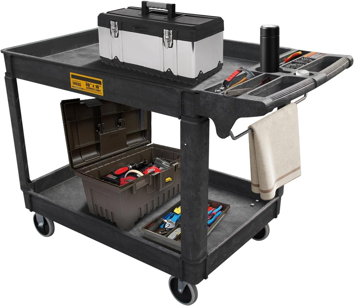 Utility Service Cart,Heavy Duty 500 LBS Rolling Utility Cart - Image 1