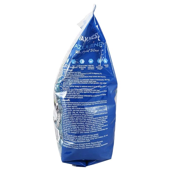 Waxness Film Hard Wax Beads Azulene 2.2 lb (1 kg) – Stripless Professional Hard Wax with Azulene for Face & Body, Smooth Application – Made in Italy