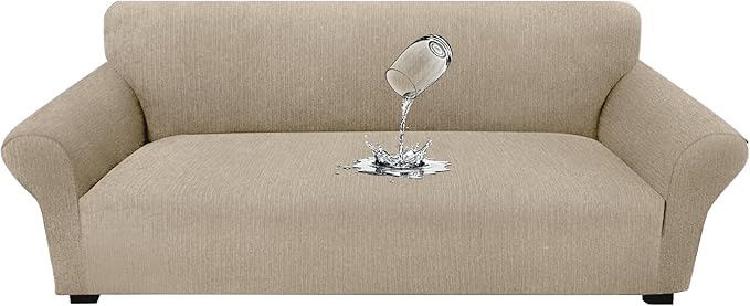 Waterproof Couch Cover, Stretch Non-Slip Sofa Slipcover with Elastic Bottom That Stays in Place - Leakproof Furniture Protector for Kids and Pets - Washable (Sofa, Island Fossi)