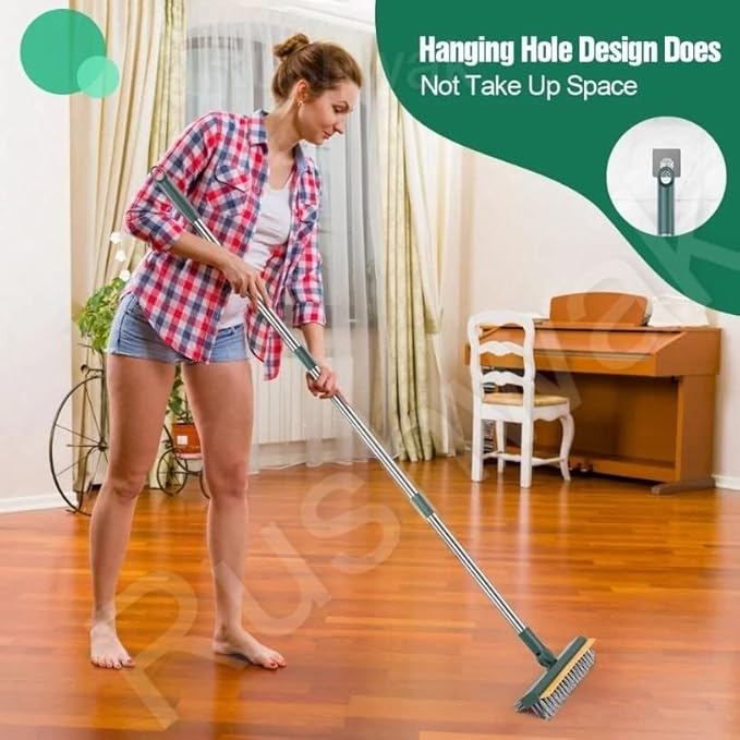 3 in 1 Long Handle Bathroom Cleaning Brush with Wiper, 180° Rotate for Floor/Toilet Cleaning (Multicolor)