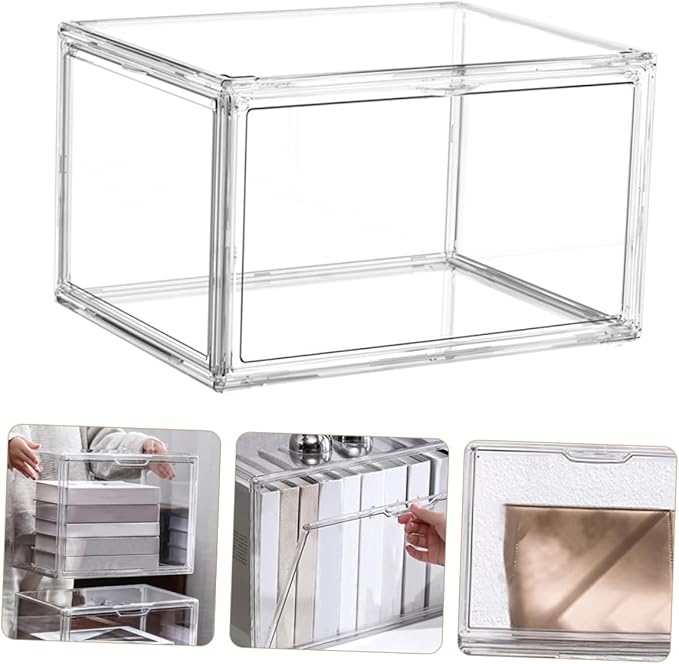 GLEAVI Transparent Acrylic Storage Box for Books Multi-function Sundries Organizer Stackable Container for Bedroom Office and Study Room Lightweight and Design