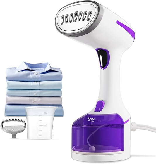 DBC Steamer for Clothes 1500W, 20S Fast Heat-up Portable Handheld Steamer for Clothes, 2 in 1 Fabric Wrinkle Remover with Fabric Brush, 250ml Water Tank, Ideal for Home, Office, Travel, Purple