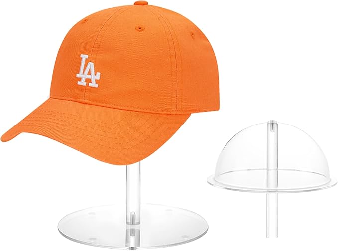 Hat Display Stands, 8'' Durable Acrylic Cowboy Hat Holder Stand, Clear Domed Baseball Cap Rack Stand with Brim, Cap Racks Wig Holder Hat Organizer Stand for Closet Vendors Salons