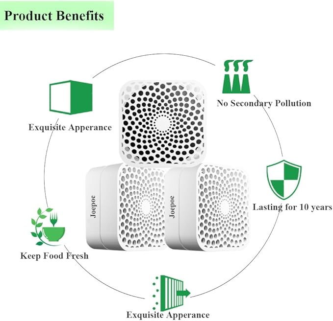 Refrigerator Deodorizer Lasts for 10 Years, Fridge Deodorizer Odor Eliminator 99%, Catalyst Air Purifier for Fridge & Freezer, Room, RV, Car, Closet, Shoe Cabinets and more (2PCS)