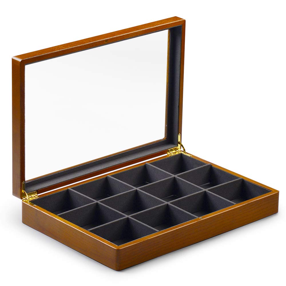 Oirlv 12 Grids Vintage Solid Wood Jewelry Box Microf | Jewelry Organiz - Image 1