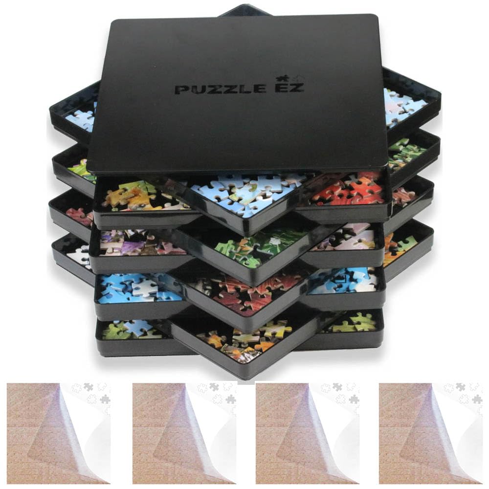 8 Clear Puzzle Glue Sheets Extra Large and Puzzle Sorting Trays - Image 1