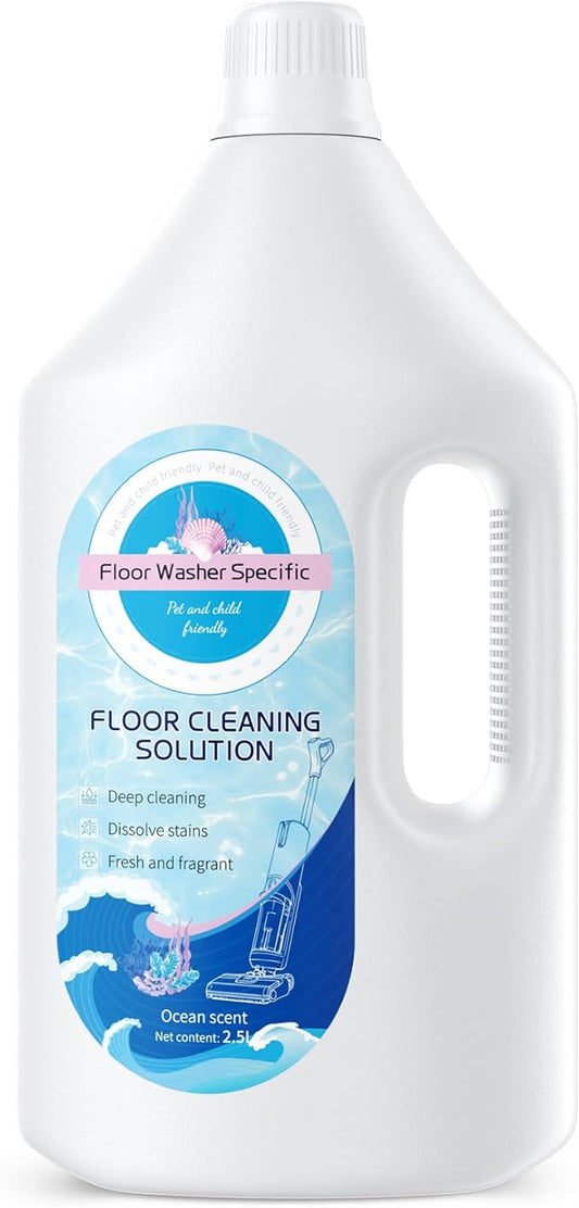 Floor Cleaner Compatible with Tineco Cleaning Solution, Suitable with All Robotic Vacuum Mop and Cordless Wet/Dry Vacuum Mop Cleaner, Multi-Surface Deodorizing & Cleaning Solution (2.5 L, Ocean)