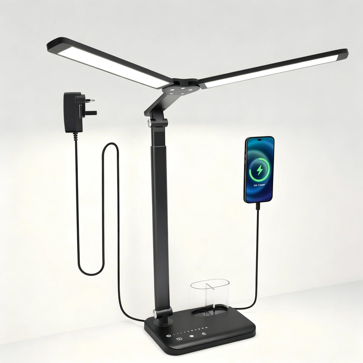 Woputne LED Desk Lamp Dual Heads, Dual USB Port - Image 1