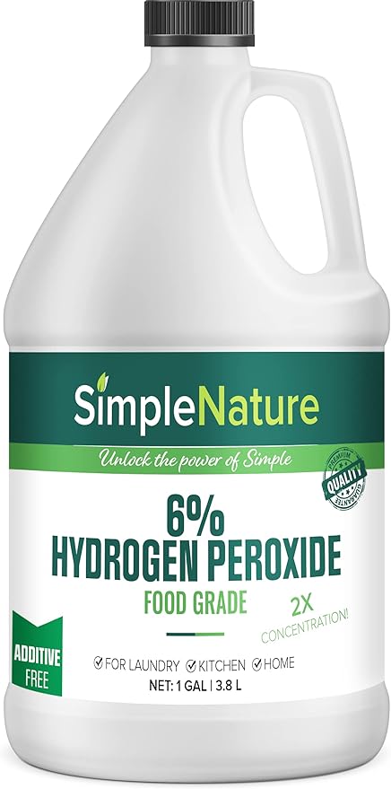 6% Food Grade Hydrogen Peroxide Solution - 1 Gallon - Natural Multipurpose Cleaner - Made in USA - Ideal for Commercial, Residential, Kitchen, Bath, Laundry, and More - Ecofriendly