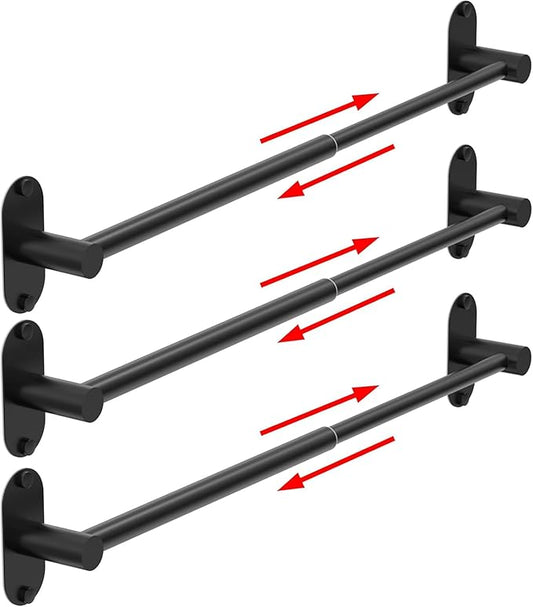 Towel Bar, Adjustable 14.4inch - 25.2inch Towel Rack, Self Adhesive & Wall Mounted for Bathroom Kitchen Hand Towel Holder Cloths Hanger SUS 304 Stainless Steel Organizer Single Bar (3, Matte Black)