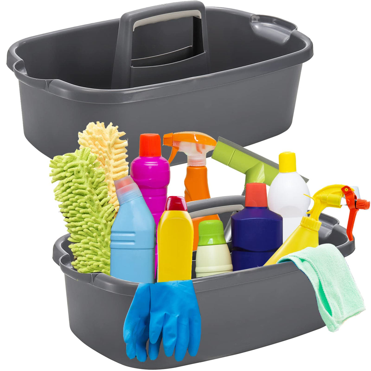 TOPZEA 2 Pack Cleaning Supplies Caddy, Large Plastic Cleaning - Image 1