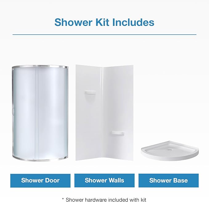 OVE Decors Breeze 32 in. Corner Shower Frosted Sliding Door with Included Base in Chrome Finish