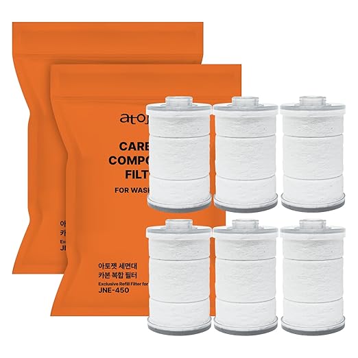 Duri Sink Faucet Refill Filter Crafted with Korea’s Beauty Wisdom – Pure Carbon Filters for Bathroom & Kitchen, Carbon Composite, Refill Filter x 6pc (JNE450-FLT-6PC)