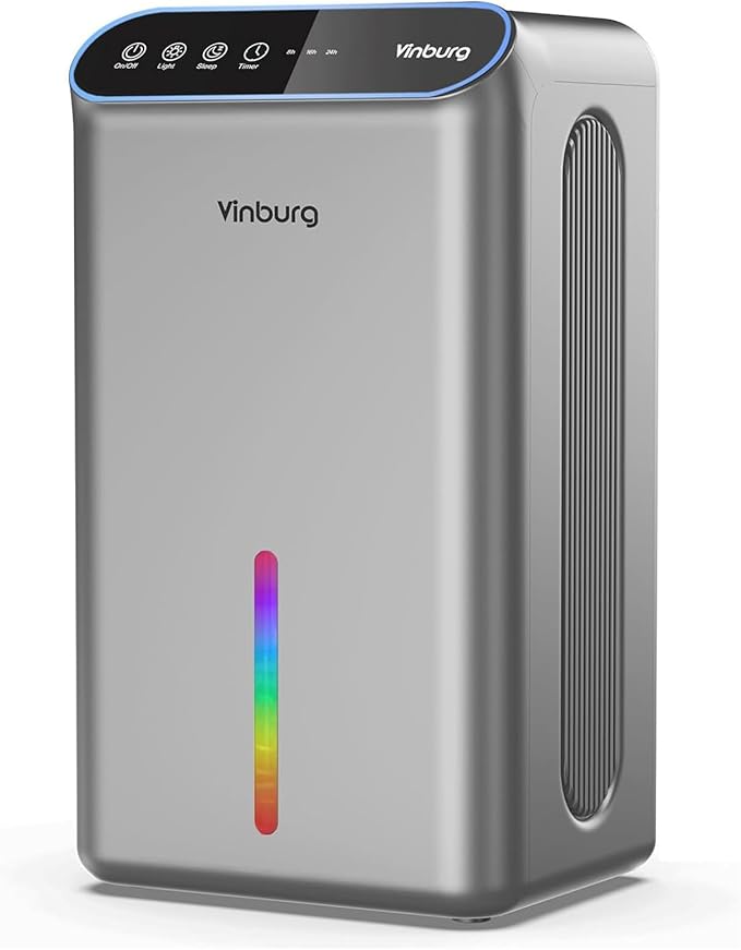 Dehumidifier for Basement (85 OZ, 800 sq ft) Quiet Dehumidifiers for Home, Auto Shut-Off, Sleep Mode, 3 Gear Timer(8H,16H,24H), Small Dehumidifier for Bedroom, Bathroom with Drain Hose (Shadow Silver)