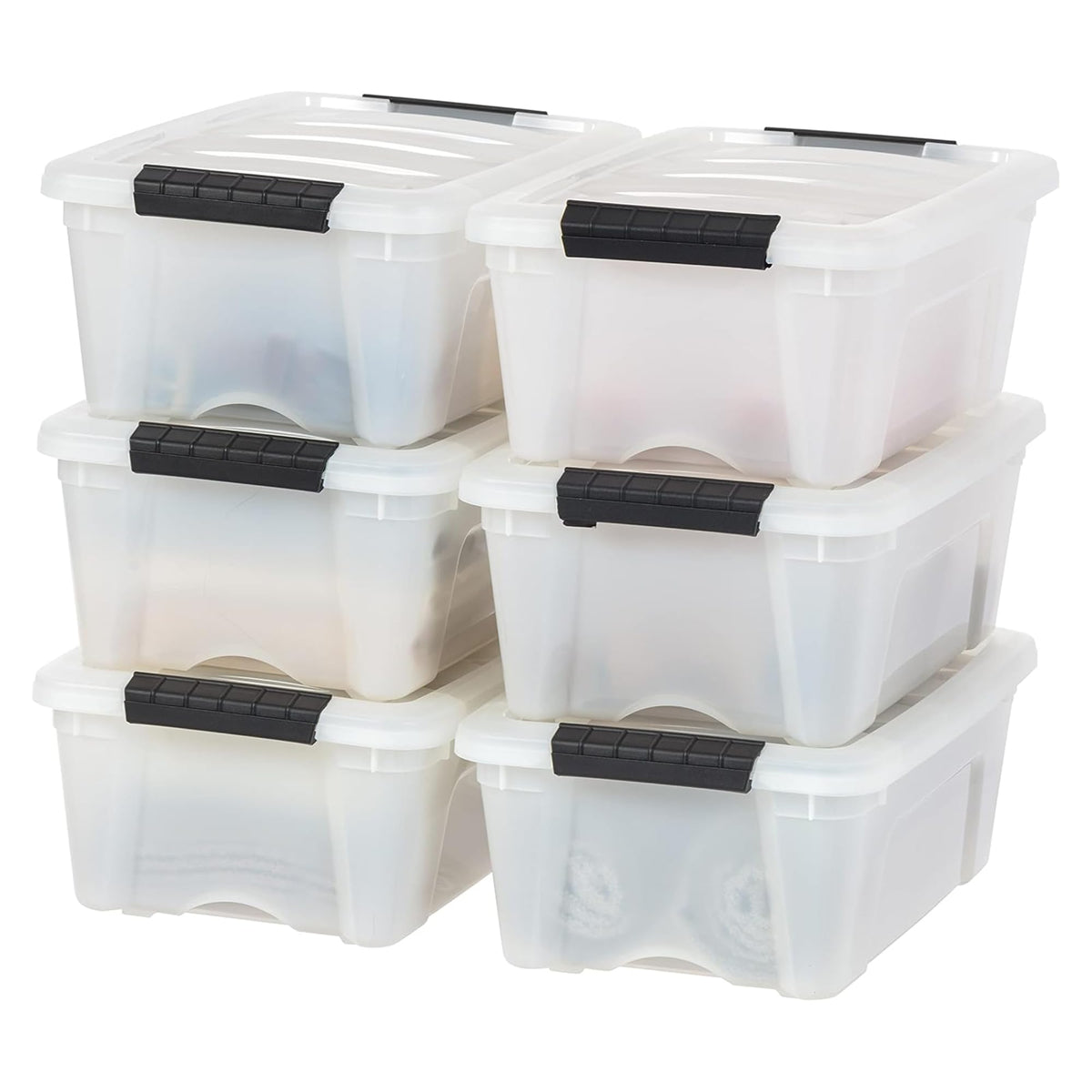 IRIS USA 6-Pack 13 Quart Storage Bins with Lids, Pearl - Image 1
