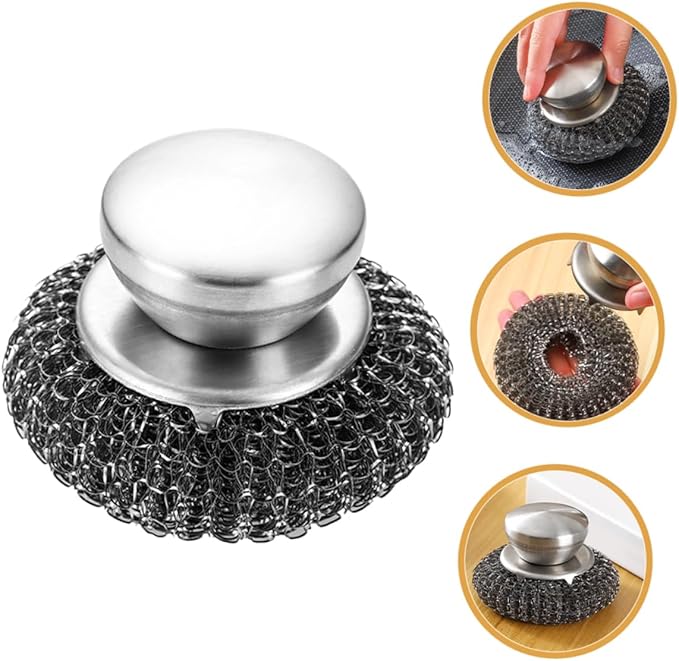 BBQ Grill Scraper Kitchen Metal Scrubber Steel Wool Dish Scrubber Stainless Steel Cleaning Pads Scrubber for Wash Sink and Stove