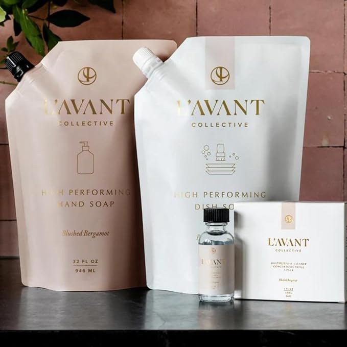L'AVANT Collective High Performing Dish Soap Refill | Plant-Based Ingredients & High Performing Formula | Notes of Bergamot, Orange Blossom, Amber, Cedar | Blushed Bergamot Scent 32oz