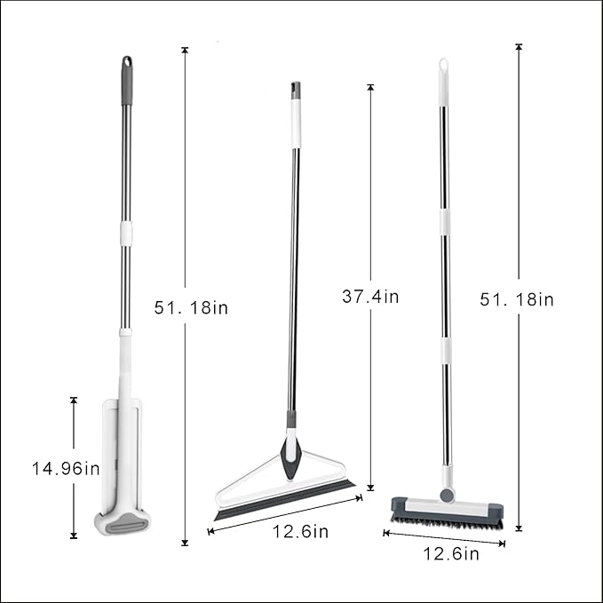 Hands-Free Self Wringing Cleaning Flat Mop - Microfiber with 6 x Washable Pads,,Floor Scrub Brush，Floor Squeegee (1 Mop+6 Microfiber Pads +1 Brush+1 Glass Wiper)