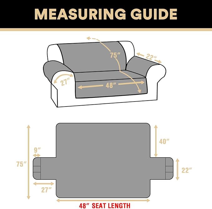PrinceDeco Loveseat Couch Cover for 2 Cushion Couch Sofa Cover for Dogs Water Proof Non-Slip Furniture Protector with Elastic Straps for Pet Cat Children(Loveseat 48",Lily Pad)