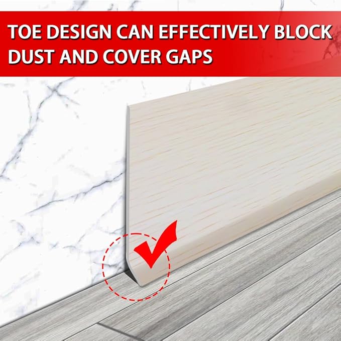 Vinyl Wall Base Baseboard Molding Trim 4" Flexible Self Adhesive Rubber Wall Base Moulding Trim Peel and Stick Design, 4 Inch x 20 Feet, Beige Wood Grain