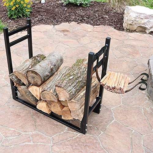 Sunnydaze 33" Indoor Firewood Rack with Kindling Log - Image 3