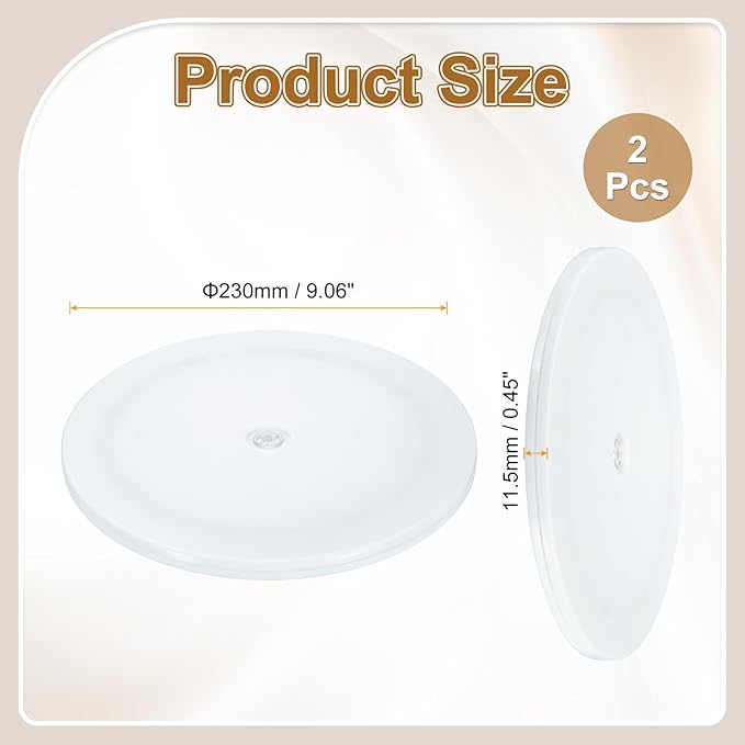 uxcell 2Pack Acrylic Lazy Susan Turntable, 9" Spinner Lazy Susan Turntable Organizer, Acrylic Ball Bearing Rotating Tray for Pantry Spice Rack Decorating, White