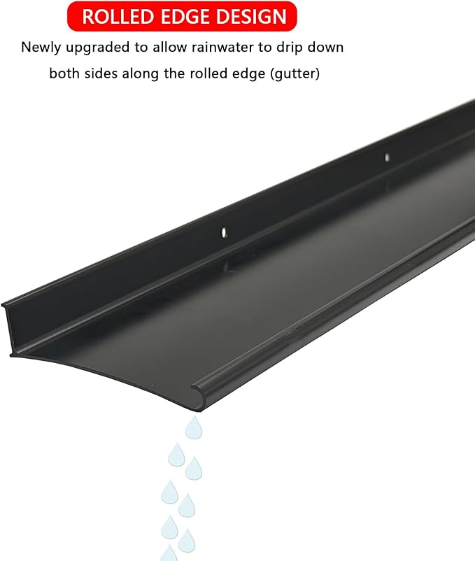 Heavy-Duty 5.12" W 55.1" L Door Rain Drip Guard Overhead,Aluminum Drip Cap for Exterior Doors Window Top,Rain Drip Edge Flashing,Water Deflector,Rain Diverter,Anodized Black 1PCS