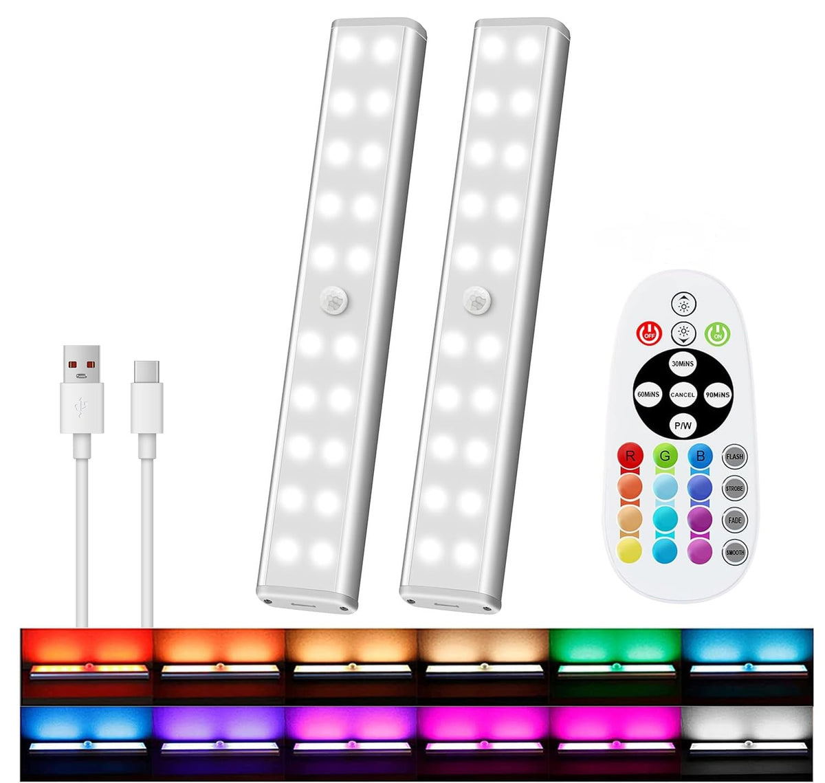 Under Cabinet Light Wireless with Remote, 15 Color RGB Magnetic - Image 1