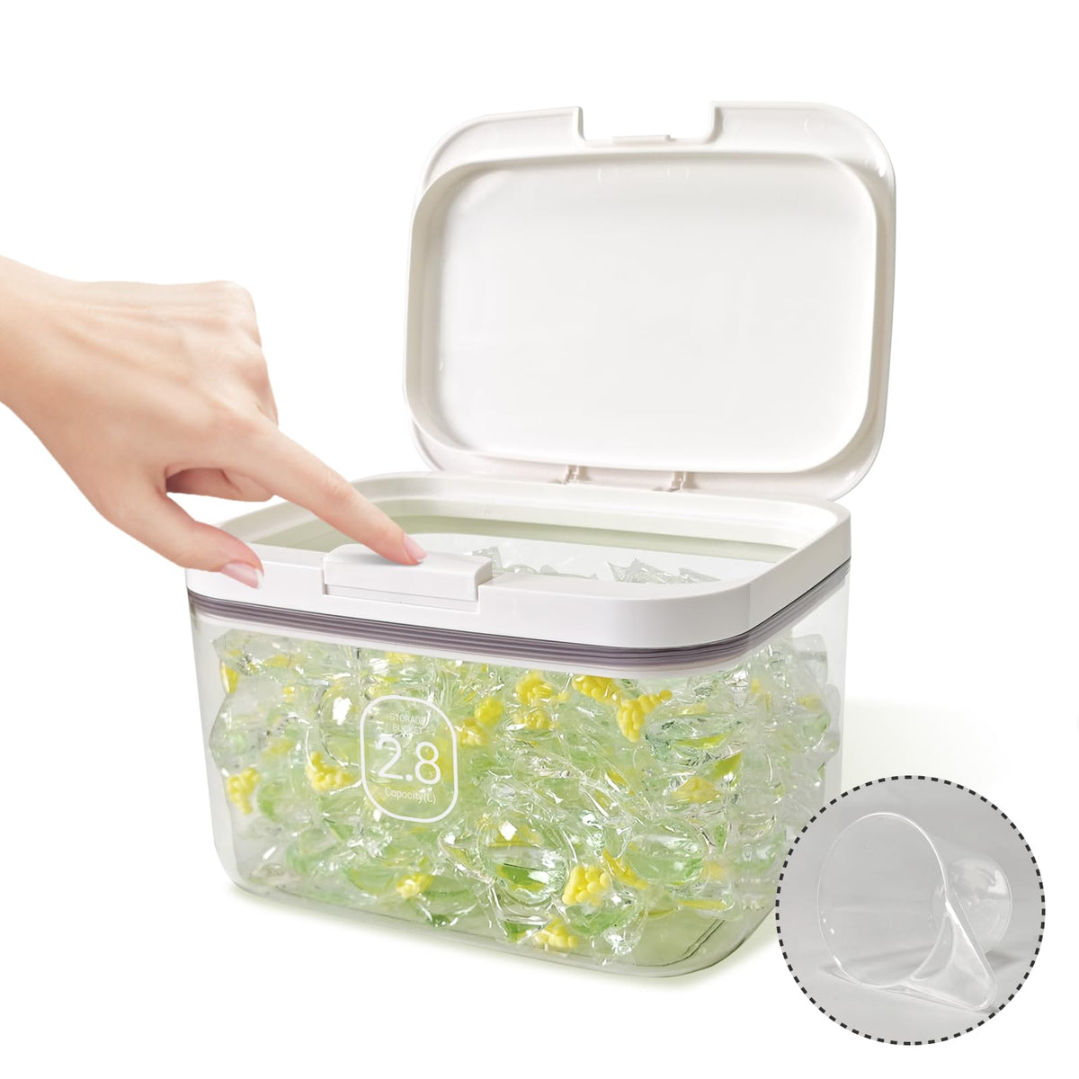 Laundry Pod Holder with Lid,94oz Container for Detergent Storage - Image 1