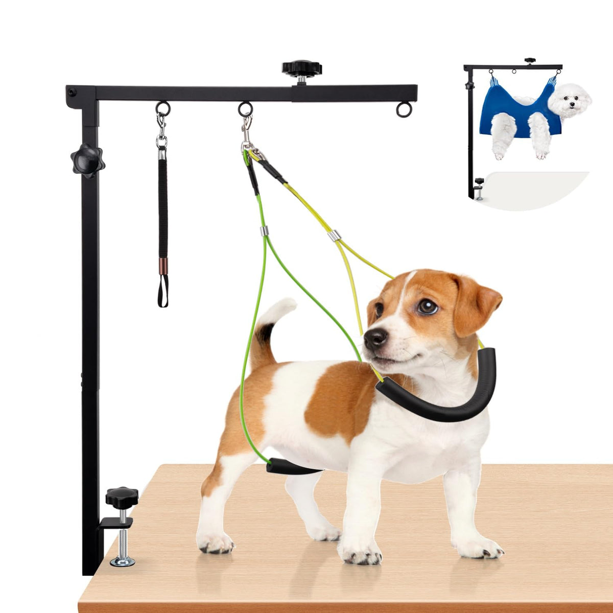 Extendable Dog Grooming Table Arm, with Hammock & No-Sit Holder - Image 1