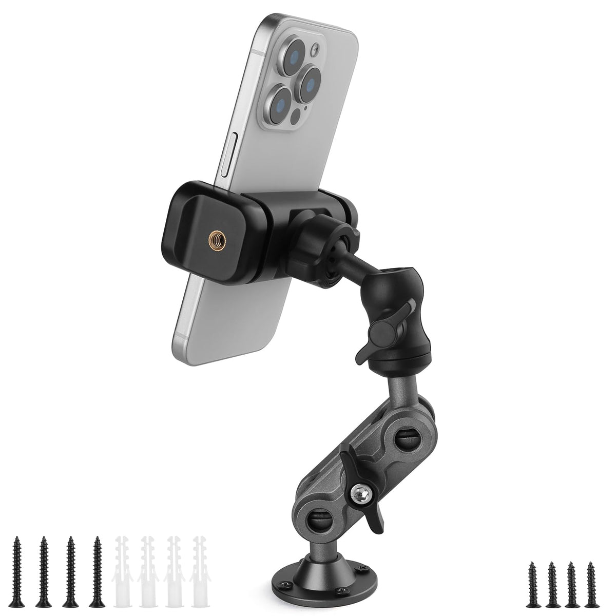 Wall Mount Phone Holder Drilling Base Heavy Duty iPhone - Image 1