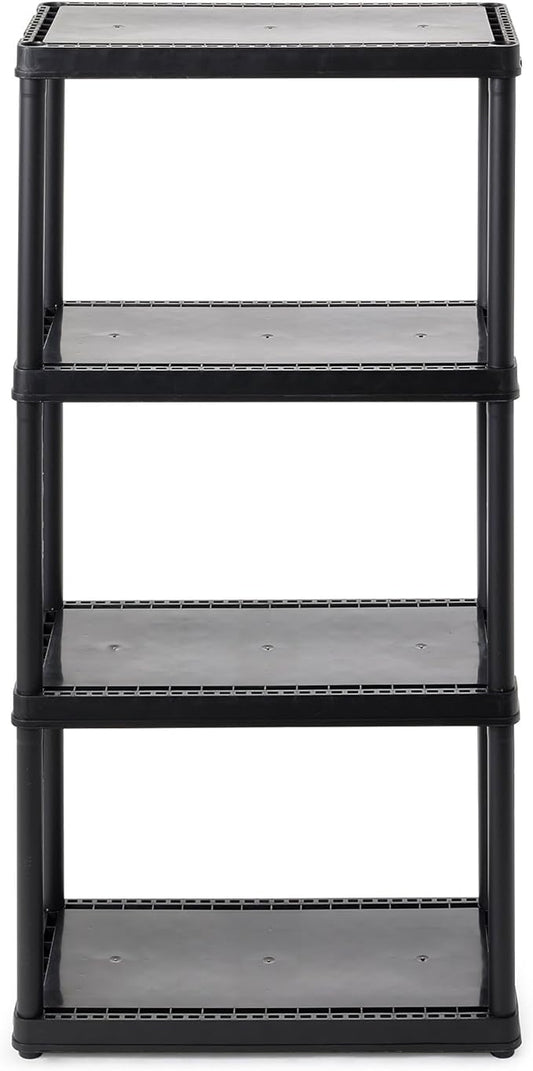 Gracious Living 4 Shelf Fixed Height Solid Light Duty Storage Unit 24 x 12 x 48" Organizer System for Home, Garage, Basement, and Laundry, Black
